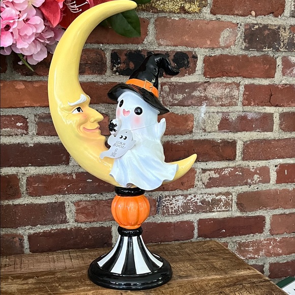 Goblin and ghoul Other - Crescent moon with ghost sitting on it